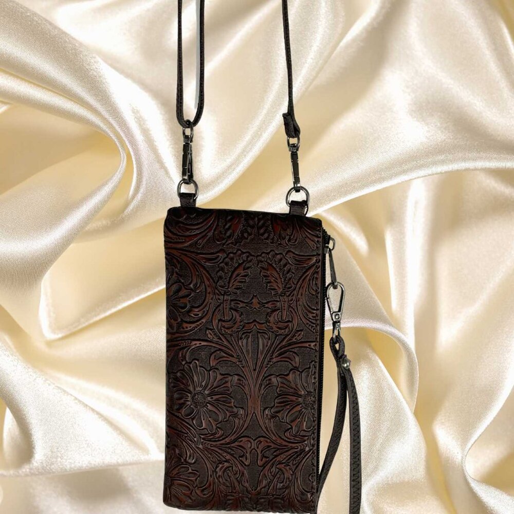 Leather Tooled Phone Case Wallet